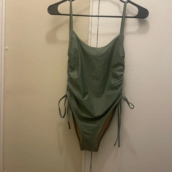FP Movement Gnash Swim Sage Green One Piece Swimsuit with Adjustable Side Ties - Picture 4 of 7